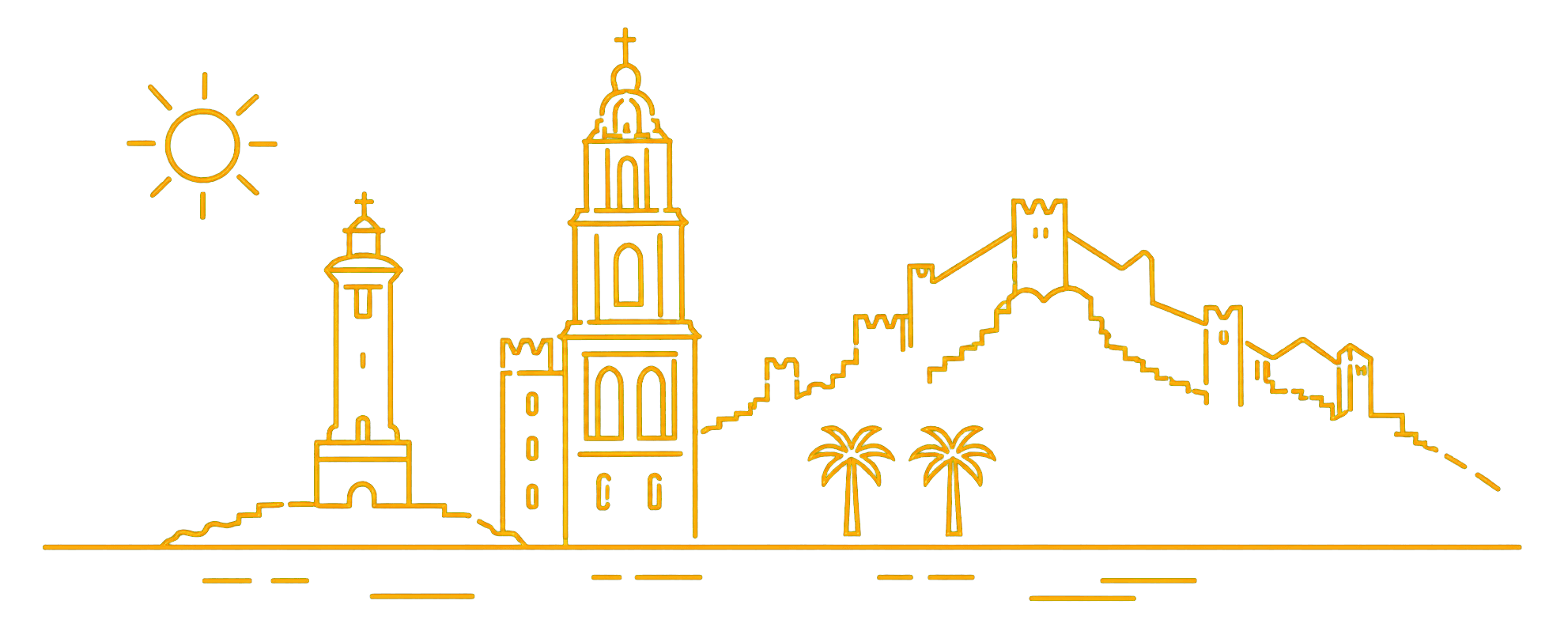 Malaga skyline line illustration